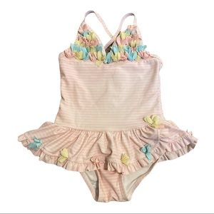 🎊Pink and White stripe girls one piece